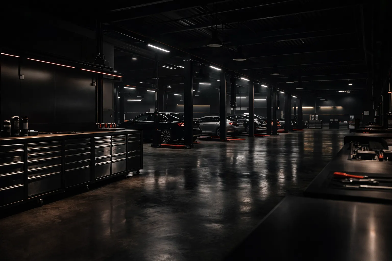 Interior del taller automotriz